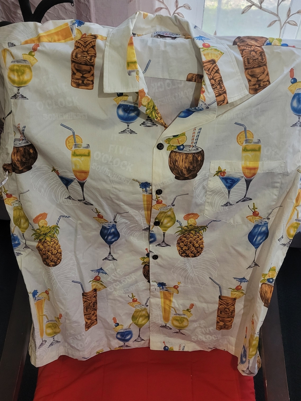 Tropical Cocktail Print Short-Sleeve Shirt - White